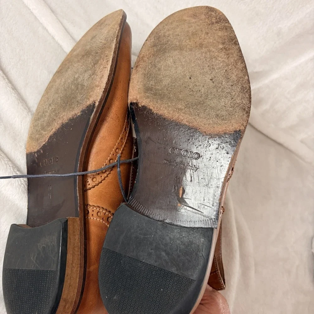 Vintage Cuoio Men's Italian Tan Leather Wingtip Brogue Boots Size 11 M #7067 GVC